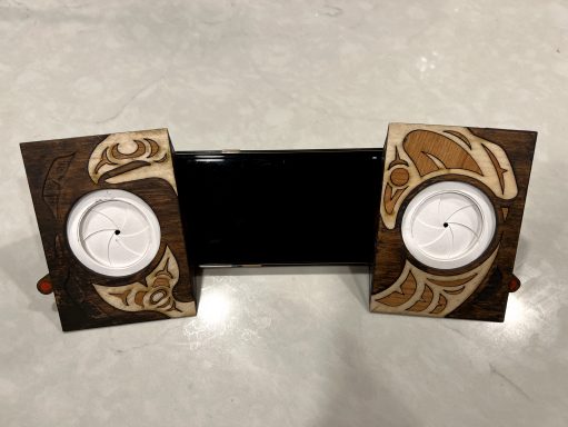 Ampliphone speaker prototype with open sound ports