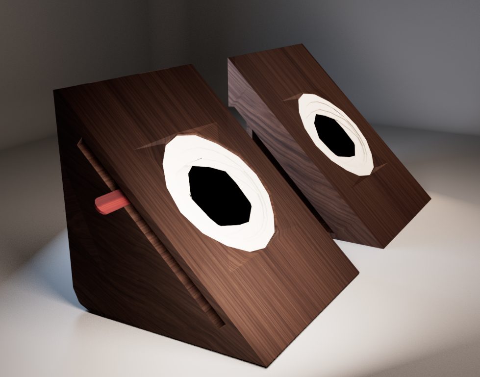 Ampliphone speaker render with wooden panels