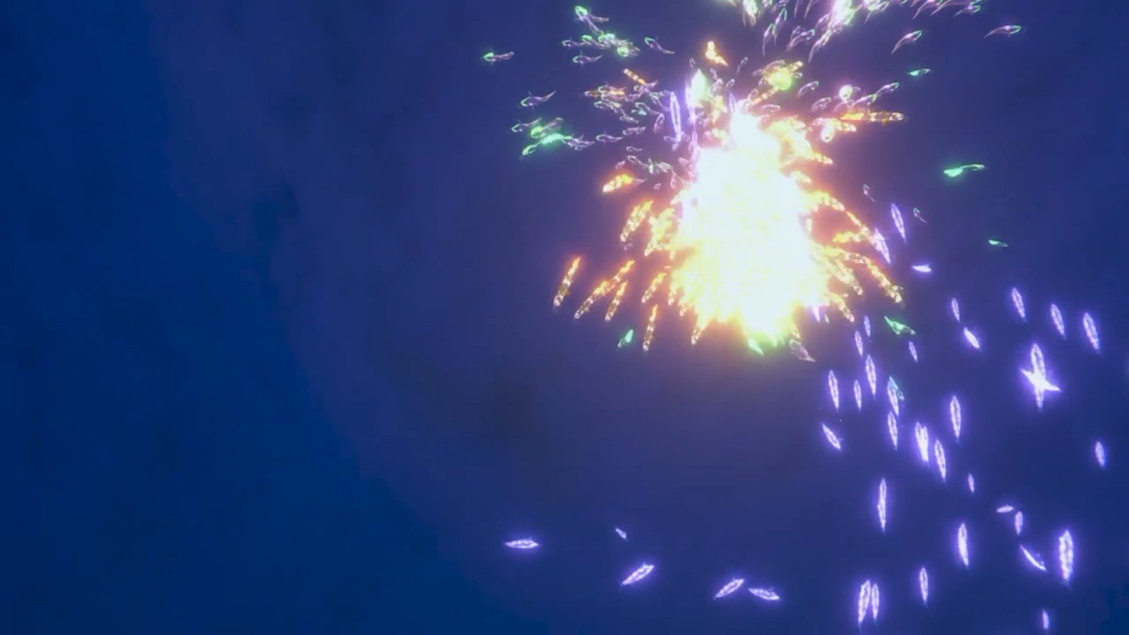 Bright capture effect surrounded by glowing fish in Harmony
