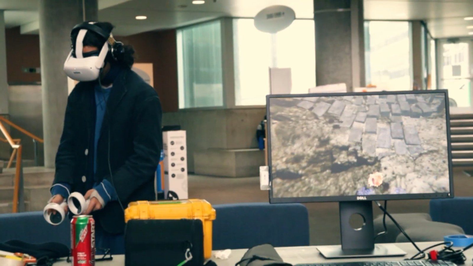 Player experiencing Harmony in a public VR showcase