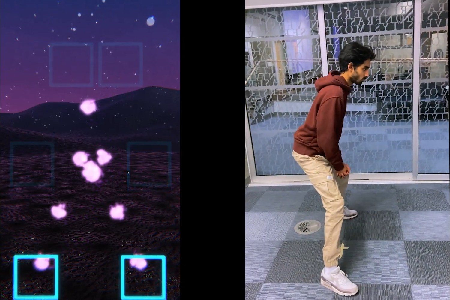 Kinesthesia interactive scene with a participant